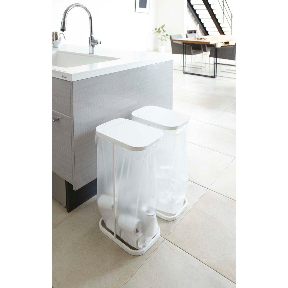 Yamazaki Jitsugyo (YAMAZAKI) Trash Can Set of 3 Garbage Bag Holder with Lid Separation Slim Kitchen Luce White 7552 3SET