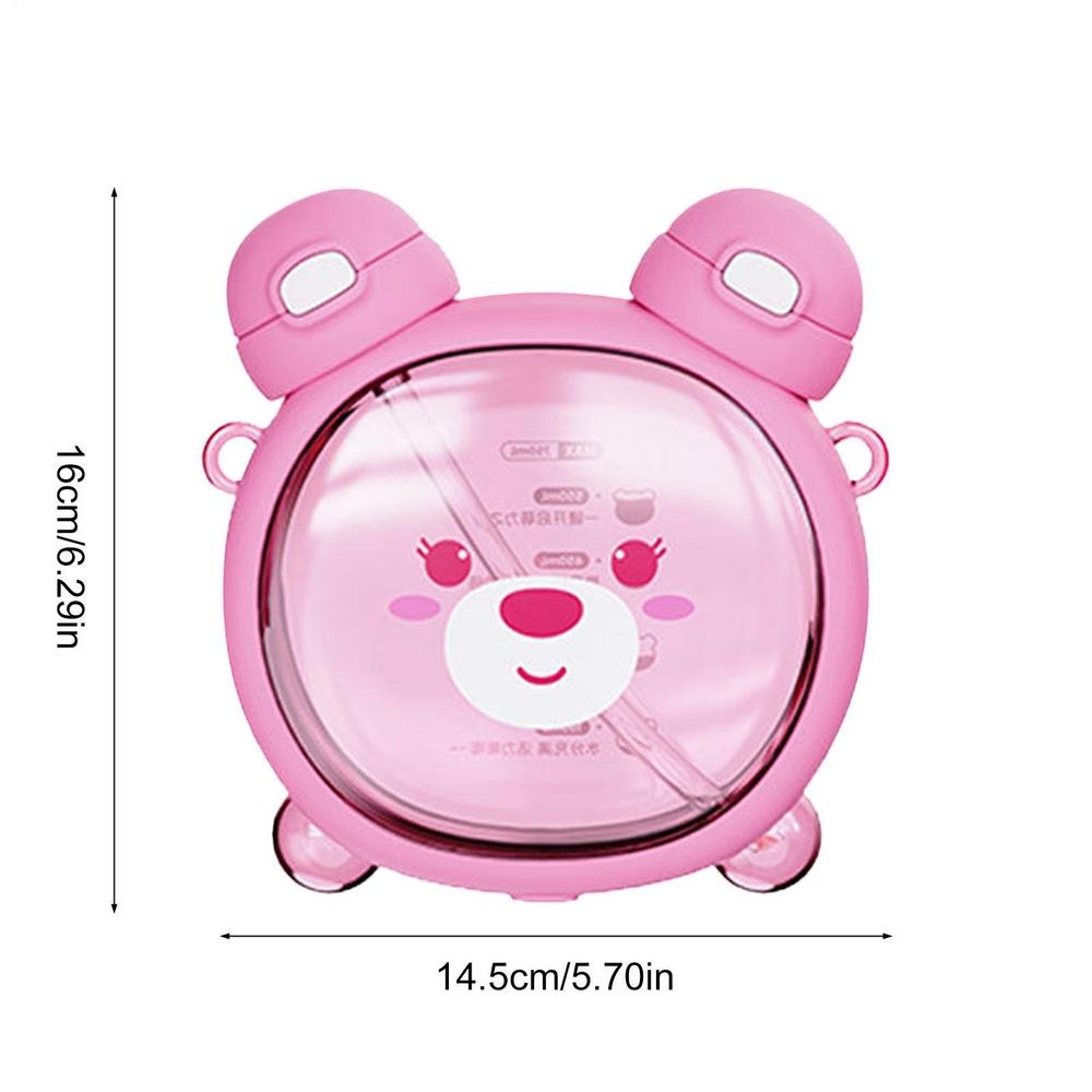 

750ml Cute Bear Straw Water Bottle 25oz Kawaii Tritan Drinking Cup Double Children Plastic Straw Water Bottle for School Travel 0.75l