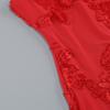 Elegant Red Halter Neck Evening Dress with Embroidered Detail