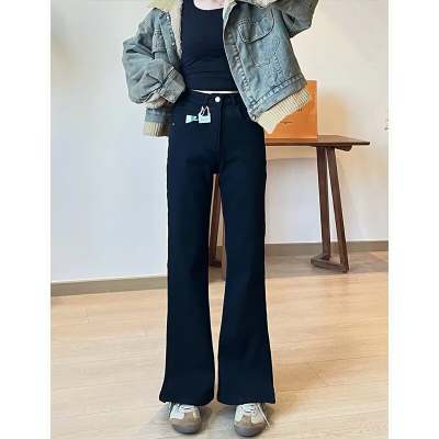 

Split-hem Jeans Women’s Slightly Flared Stretchy Slim-fit Versatile Plus-size Flared Jeans for Curvy Ladies 4XL