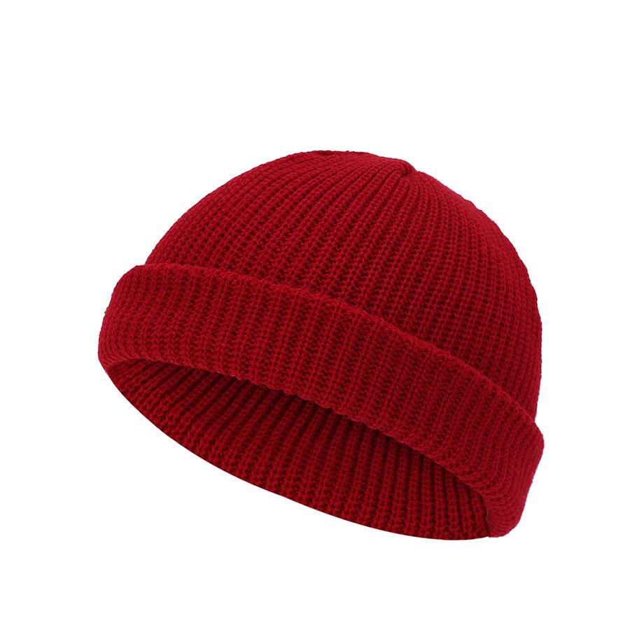 Retro Dome Melon Cap: Warm Knitted Solid Color Beanie Wool Hat