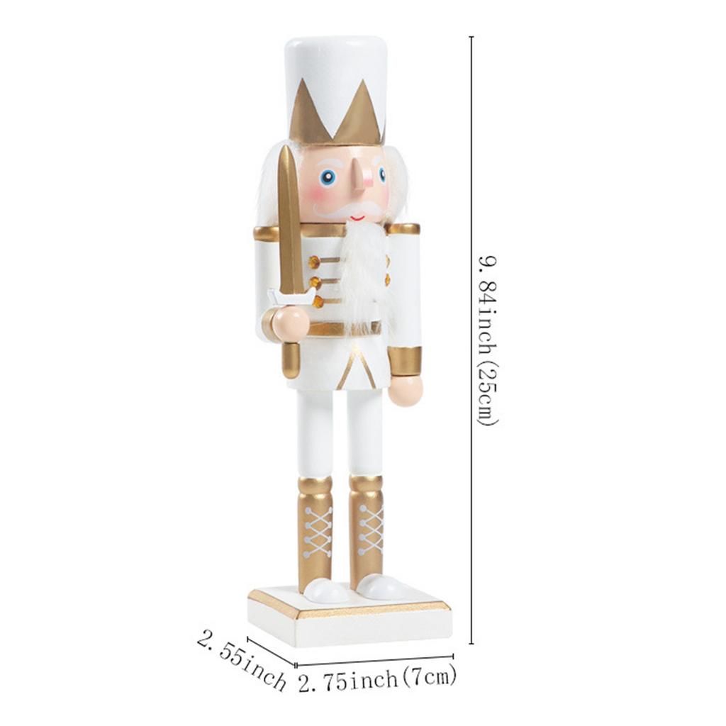 25CM Nutcracker Figurine Wooden Nutcracker Statue Table Centerpiece for Home Living Room Cabinet Shelf Christmas Decoration