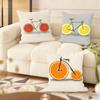 Fruit Orange Lemon Bicycle Cushion Cover Silky Short Plush Double-Sided Printed Pillow Case For Sofa All Seasons Home Decor Gift