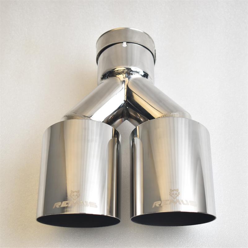 REMUS Dual Exhaust Tip 3 Inch Inlet 3" Outlet 9.5" Long Tail Pipe Double Wall Polished 304 Stainless Steel