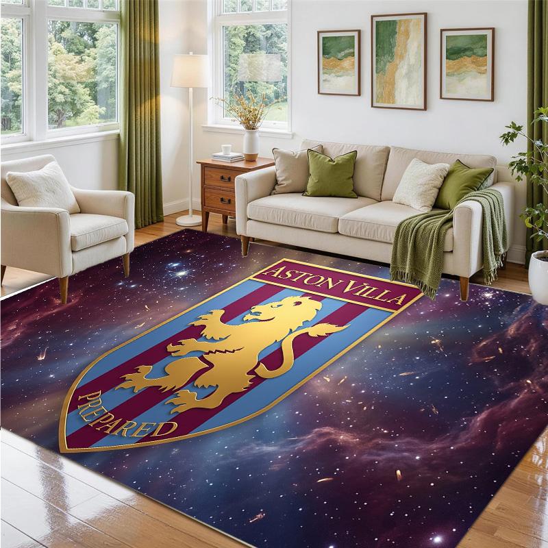 Aston Villa Fußball Design Kristall Samt Teppich Weiche Dekorative Matte für Schlafzimmer Eingang