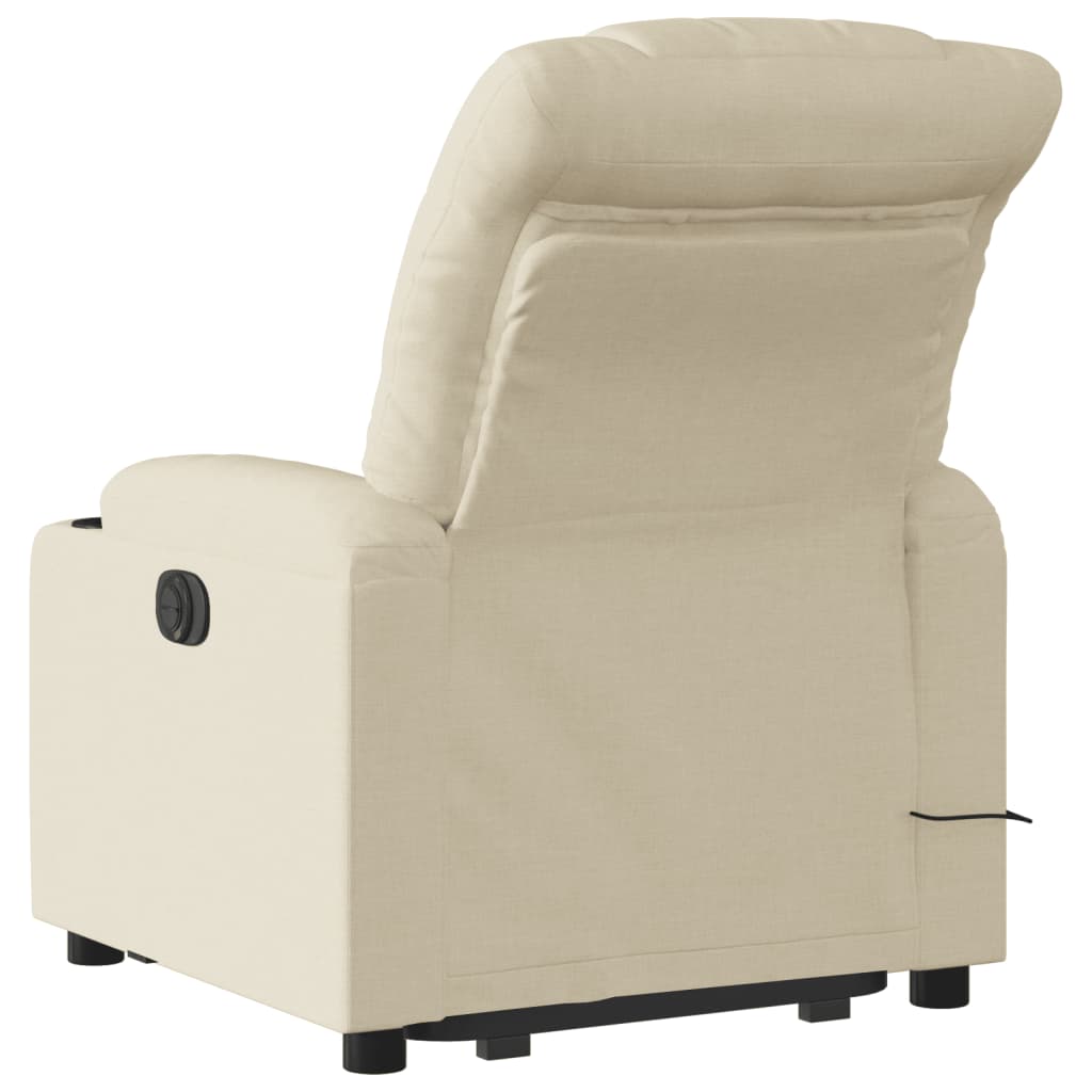 Vidaxl Lift-Up Massage Chair, Reclining, Cream, Fabric Upholstered