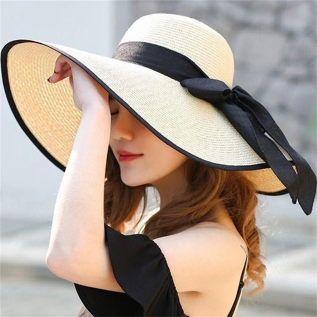 Temperament All-match Beach Straw Hat Women's Summer Seaside Travel Large Brim Sun Protection Vacation All-match Large Brim Sun