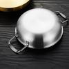 Dual Loop Handle Frying Pans 1350ML Thicken Stainless Steel Flat Bottom Skillet for Cooking Seafood Fried Rice Silver