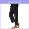 Entspannte Baumwoll-Leinen-Freizeithose für Damen mit Taschen und elastischem Bund
