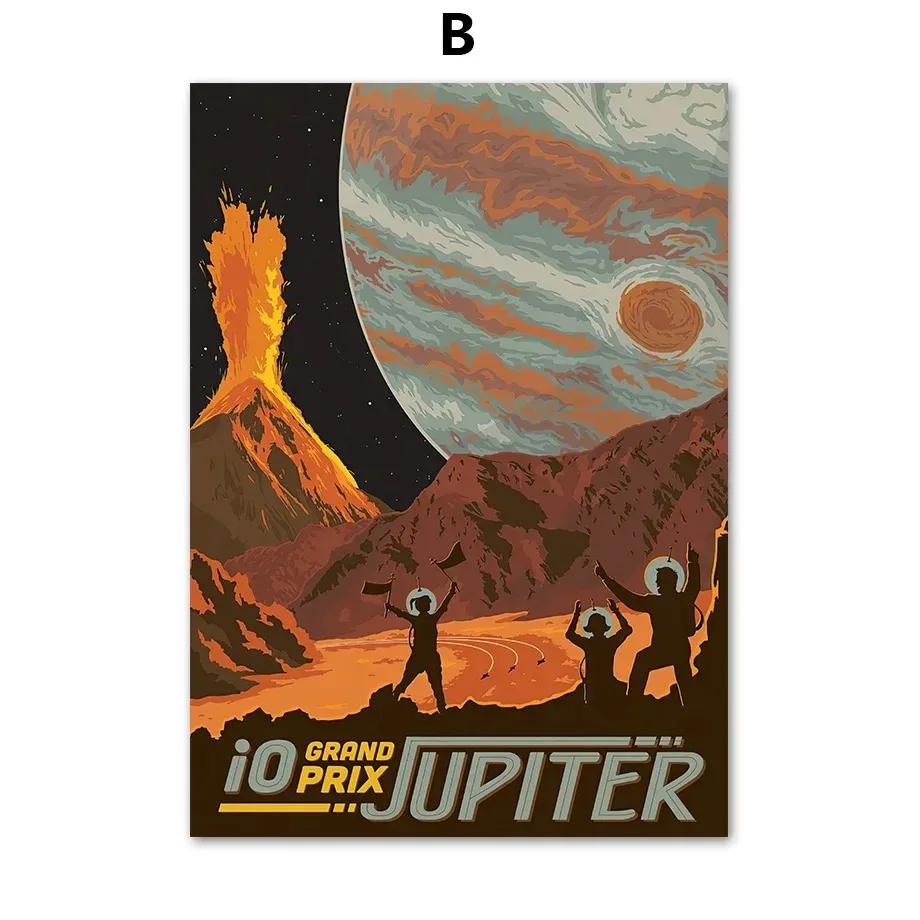 Mid Century Space Travel Vintage SciFi Wall Art Canvas Painting  Nordic Posters and Prints for Living Room Decor Modern Home Wal