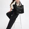 Coach Hadley 31 Logo Magnetic Closure Leather Tote Bag Women Tote Black CV996-IMBLK