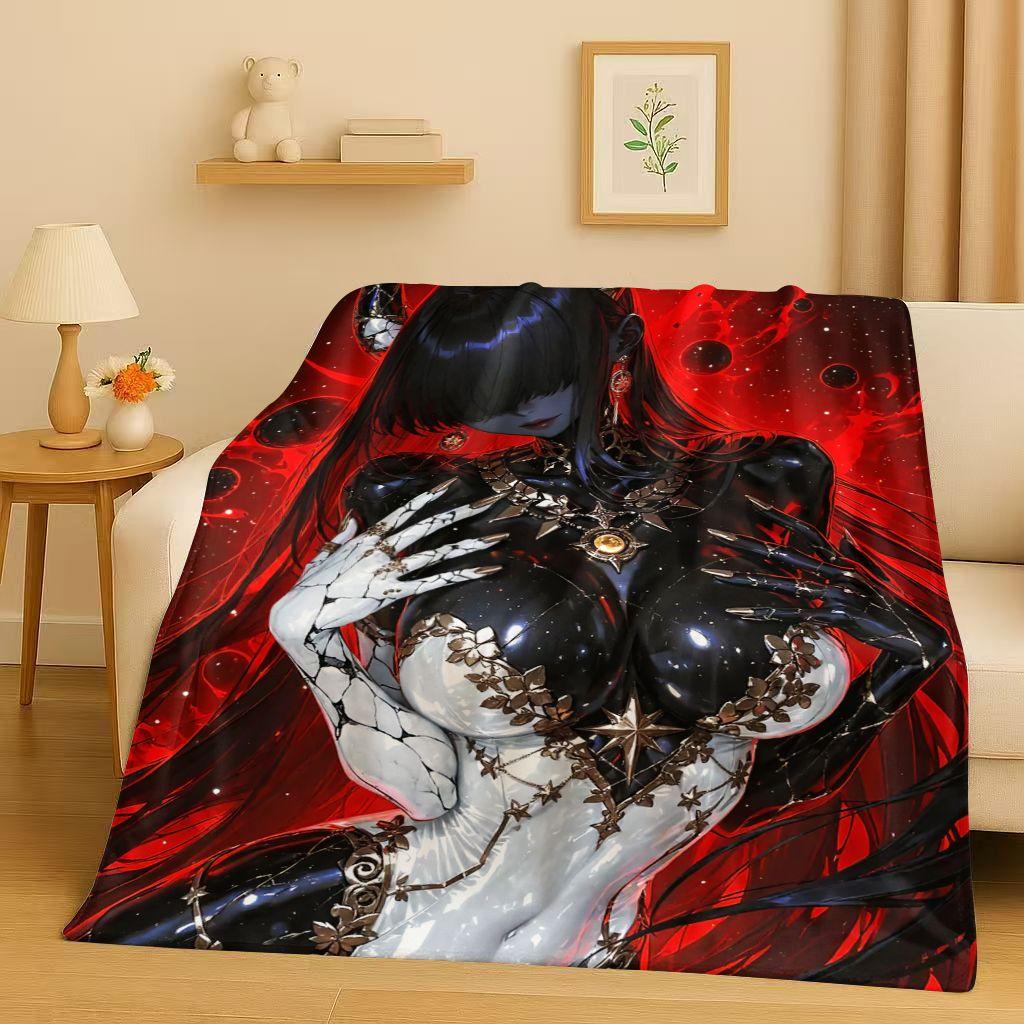 3D Gothic Dark Sexy Girls Cartoon Anime Characters Flannel Blanket,Soft Plush Throw for Home Bedroom Bed Sofa Cover Trave Gift
