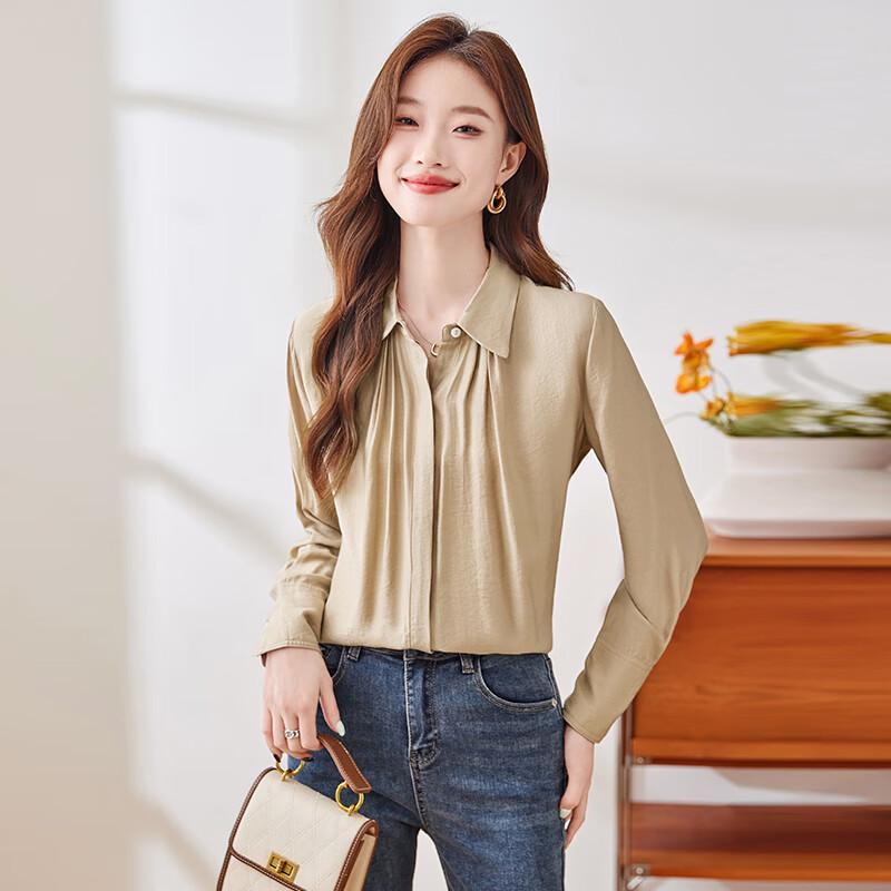 Women's Satin Imitation Silk Long Sleeve Blouse