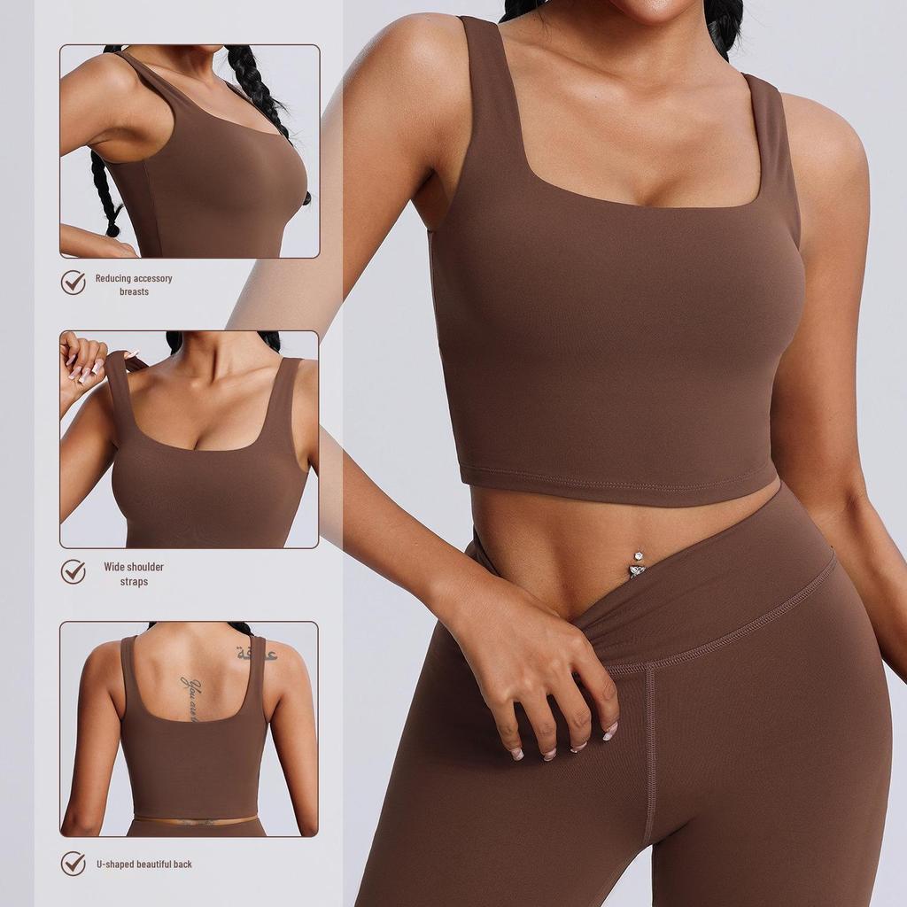 Lulu Lycra Sports Underwear Women's Shockproof Butter-Feel Yoga Bra with Chest Pad