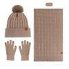 Knitted Hat Scarf Gloves Set Women's Winter Double Layer Plus Velvet Thick Outdoor Warm