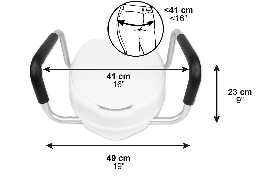 PEPE Raised Toilet Seat Handicap Toilet Support Handrail for Toilet Seat Toilet Raiser for the Raised Toilet Support for Elderly and Pregnant Women -