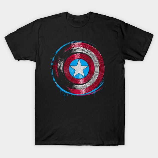 

Men Black Print T-shirt Captain America Shield No-Cut Transfer Paper Print Cotton Tshirt 4XL чорний