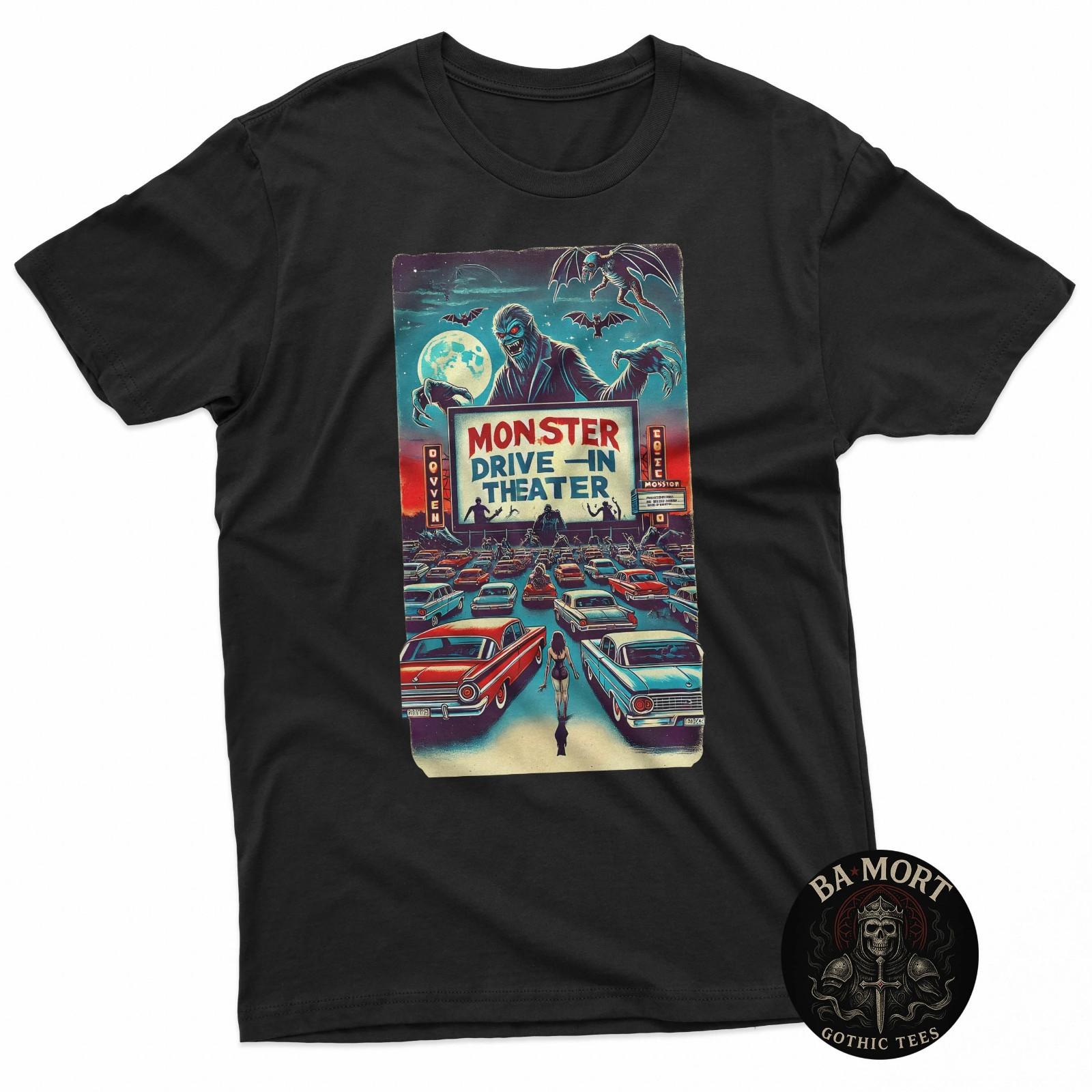 Retro Monster Horror Drive-In Halloween Design T-Shir S