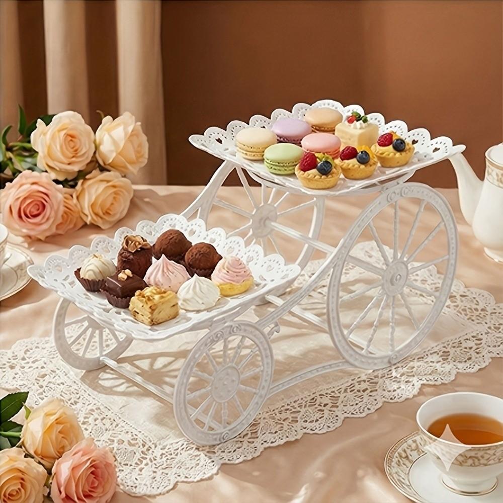 Bicycle Model Dessert Stand White Plastic Display Rack Decorations Fruit Plate Living Room