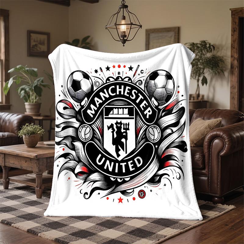 Manchester United Print Flannel Blanket Soft Warm Sofa Bed Throw Blanket For Home Office Bedroom