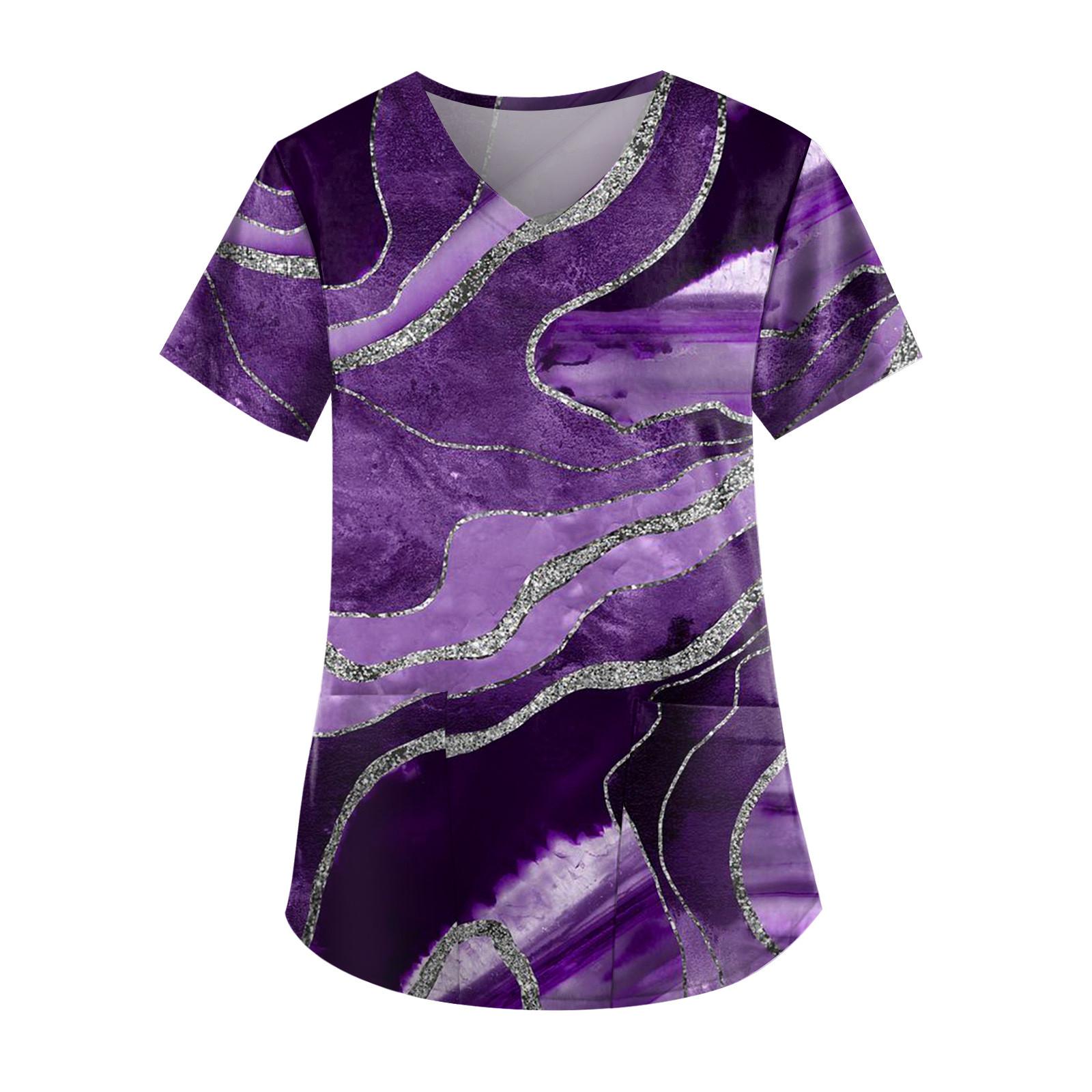 

Женские топы с v-образным вырезом и короткими рукавами с персонализированным принтом, рабочие футболки XL фиолетовый