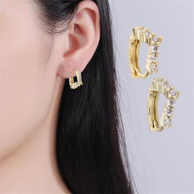 1 Paar Creolen für Damen 14K vergoldete Kupferohrringe Hypoallergene Zirkonia-Creolen