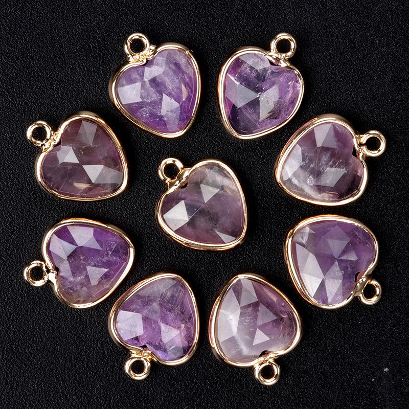 11mm Heart Cut Semi-Precious Stone Bread Edge Pendant for DIY Jewelry