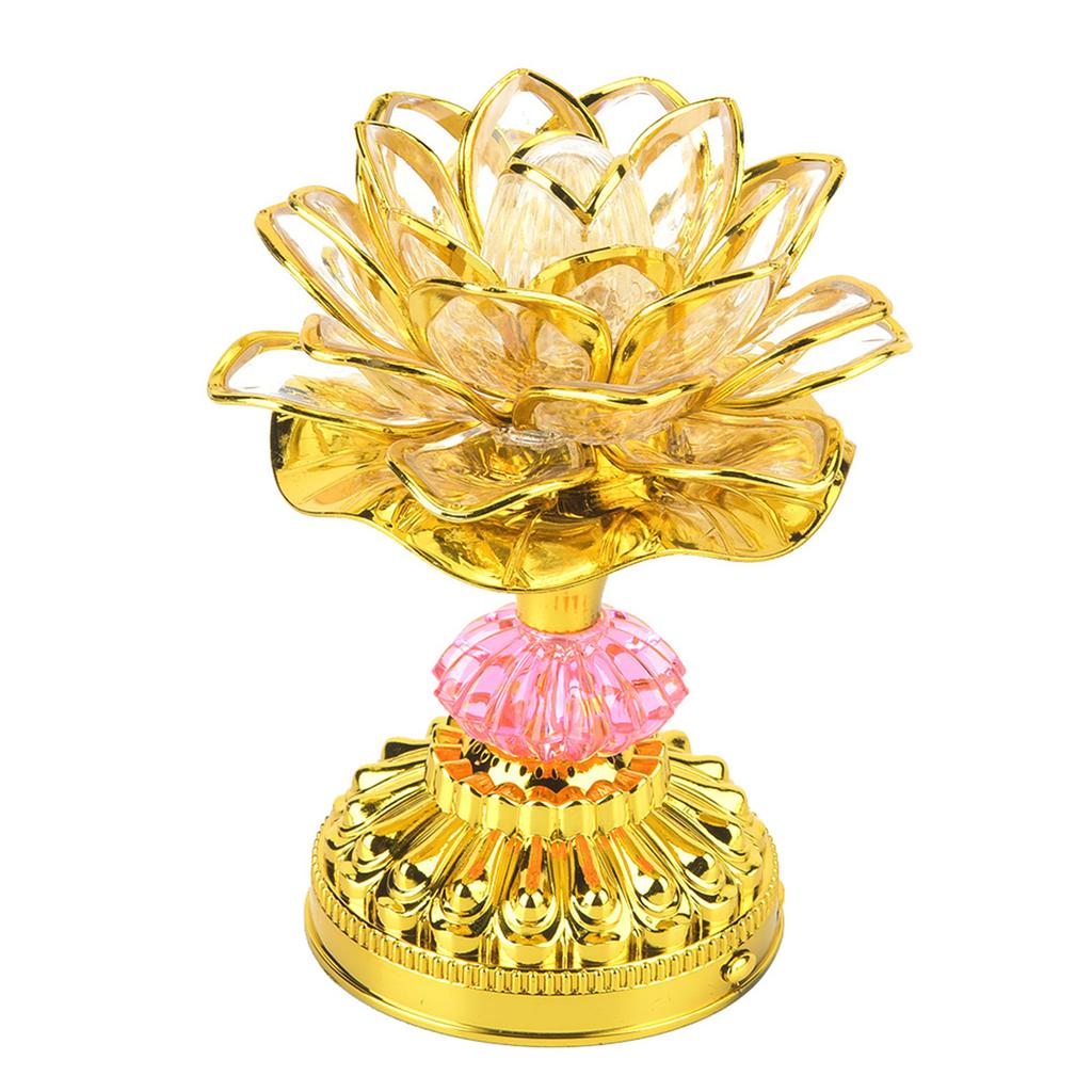 LED Vícebarevná buddhistická lotosová lampa s 13 různými buddhistickými písněmi (Zlatý)