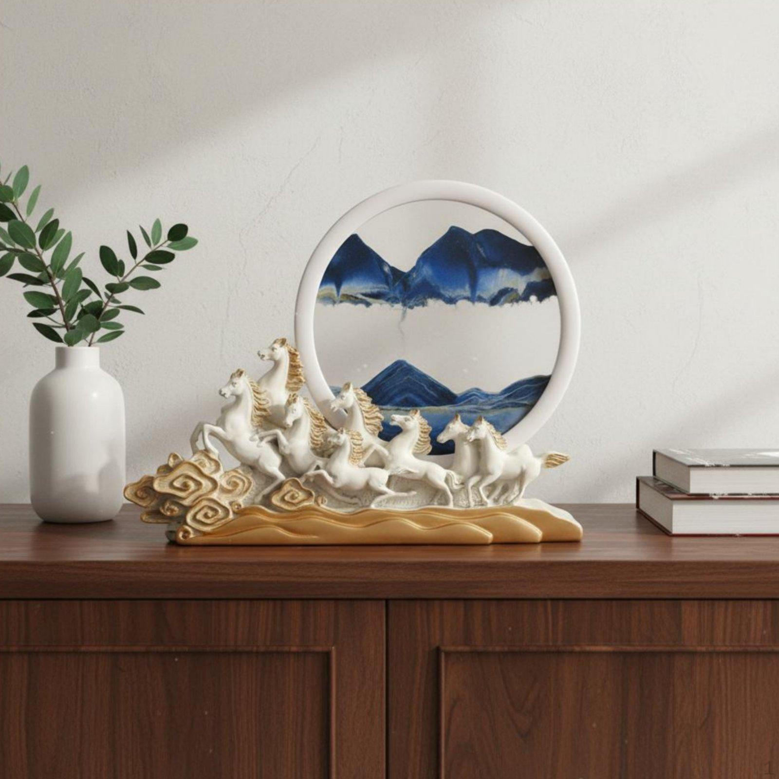 Sand Decorative Horse Decor Luxury type Galloping Sculpture Gift Idea Home Decoration for White Galloping Horses
