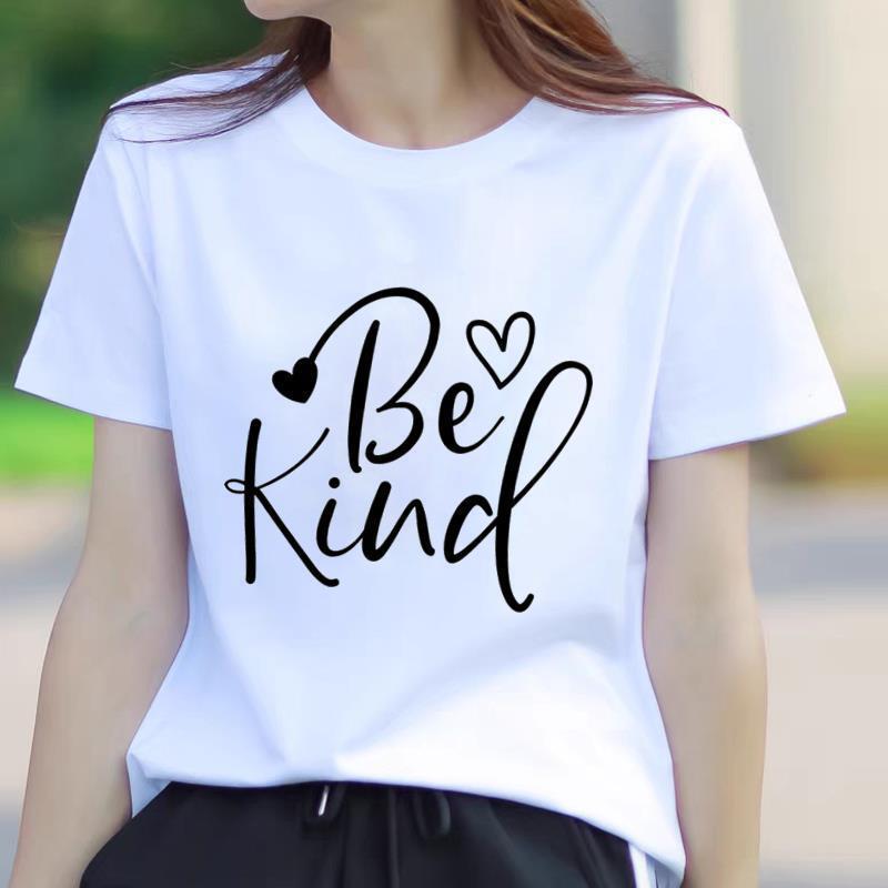 Korean Style Printed Summer T-Shirt: Round Neck, Short Sleeve, Trendy Outerwear for Young Women
