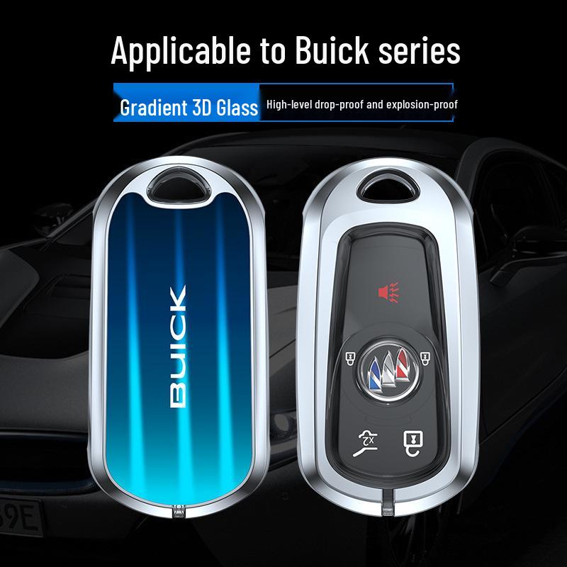 Buick LaCrosse Excelle Zinc Alloy Key Chain Cover - Protective Silver Moonlight Replacement Case.
