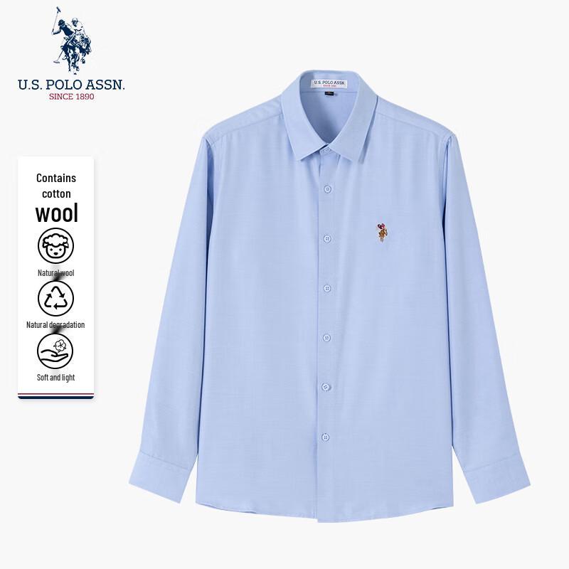 U.S. POLO ASSN. Men's Long Sleeve Wool Blend Business Casual Shirt
