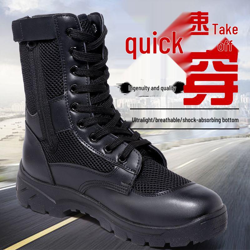 Men's Genuine Leather Mesh Breathable High-Top Hiking & Work Boots