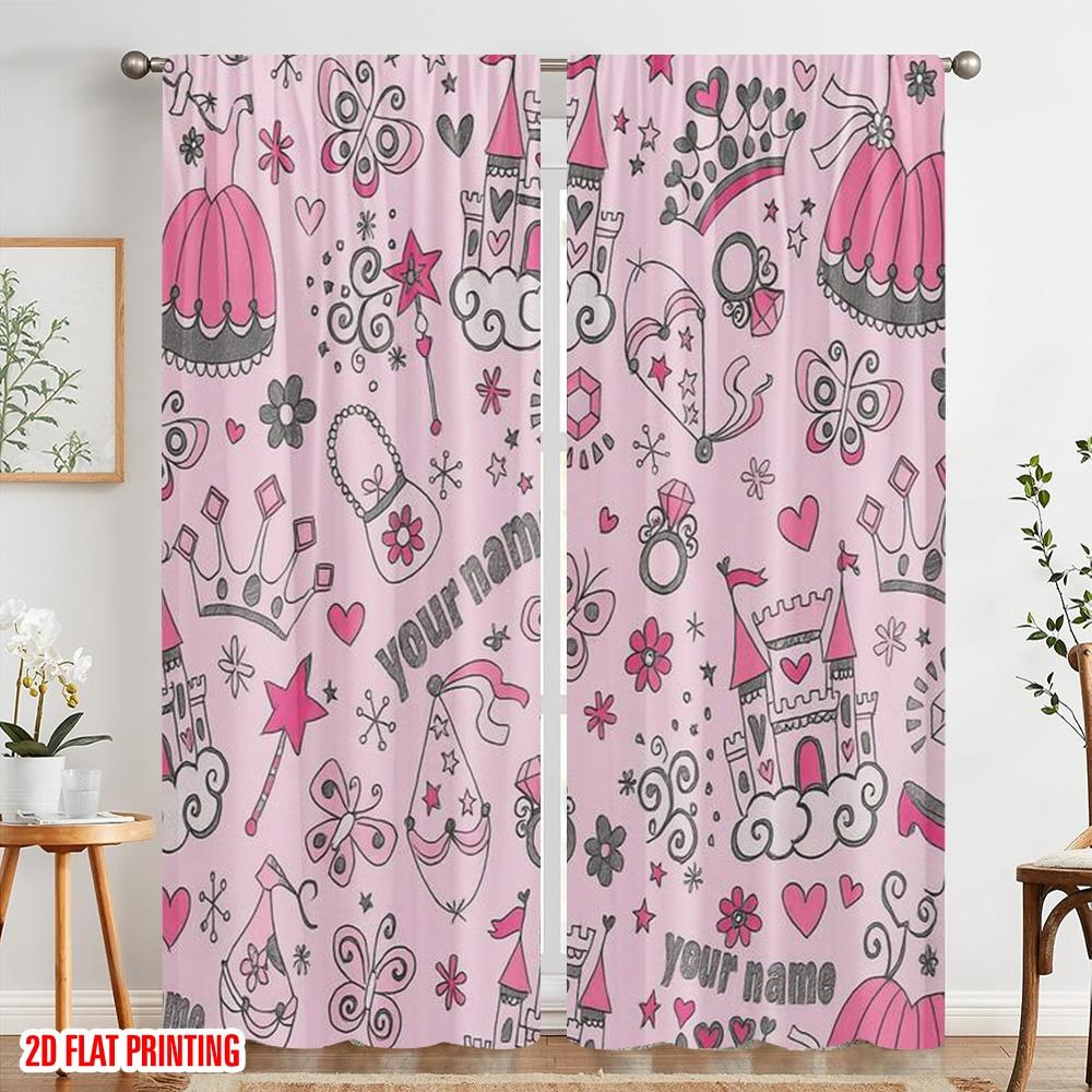 2pcs,2D Plane Printing Contemporary Curtains Fairytale Dreams Durable Polyester (without Rod) Home Decor Ldeal for Bedroom &