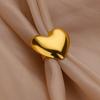 Cute Heart Chunky Stainless Steel Rings for Women Gold Open Adjustable Vintage Wedding Ring Aesthetic Jewelry Accessories