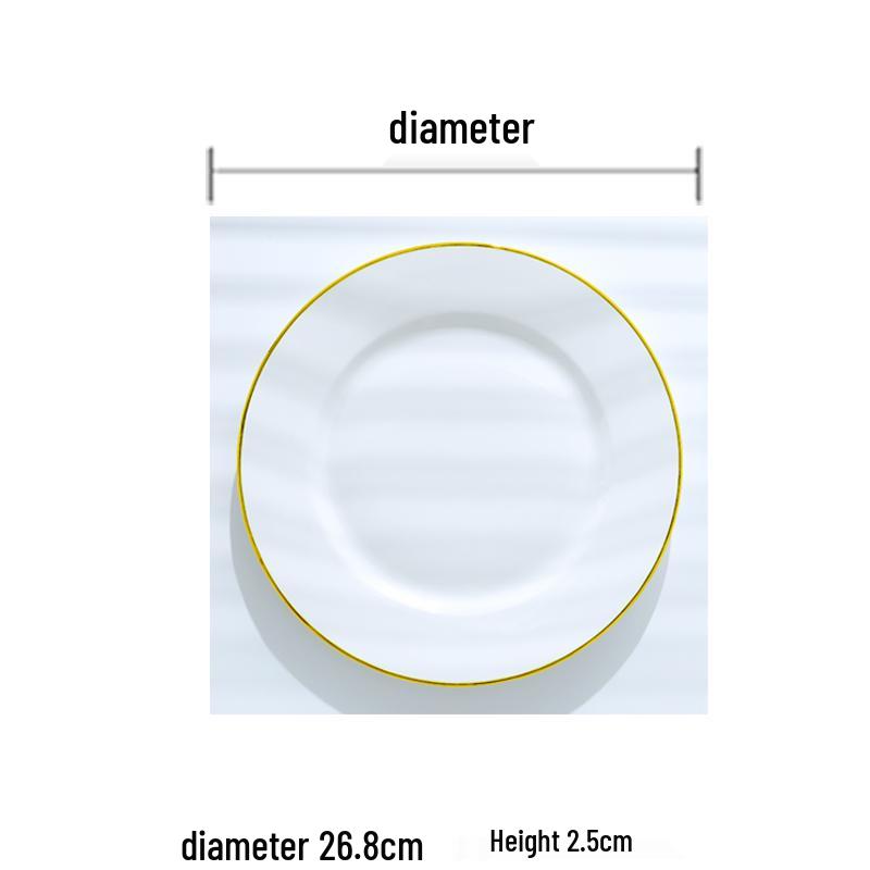 Nordic Gold Rim Steak Knife & Fork Plate Set - Western Dining & Breakfast Tableware