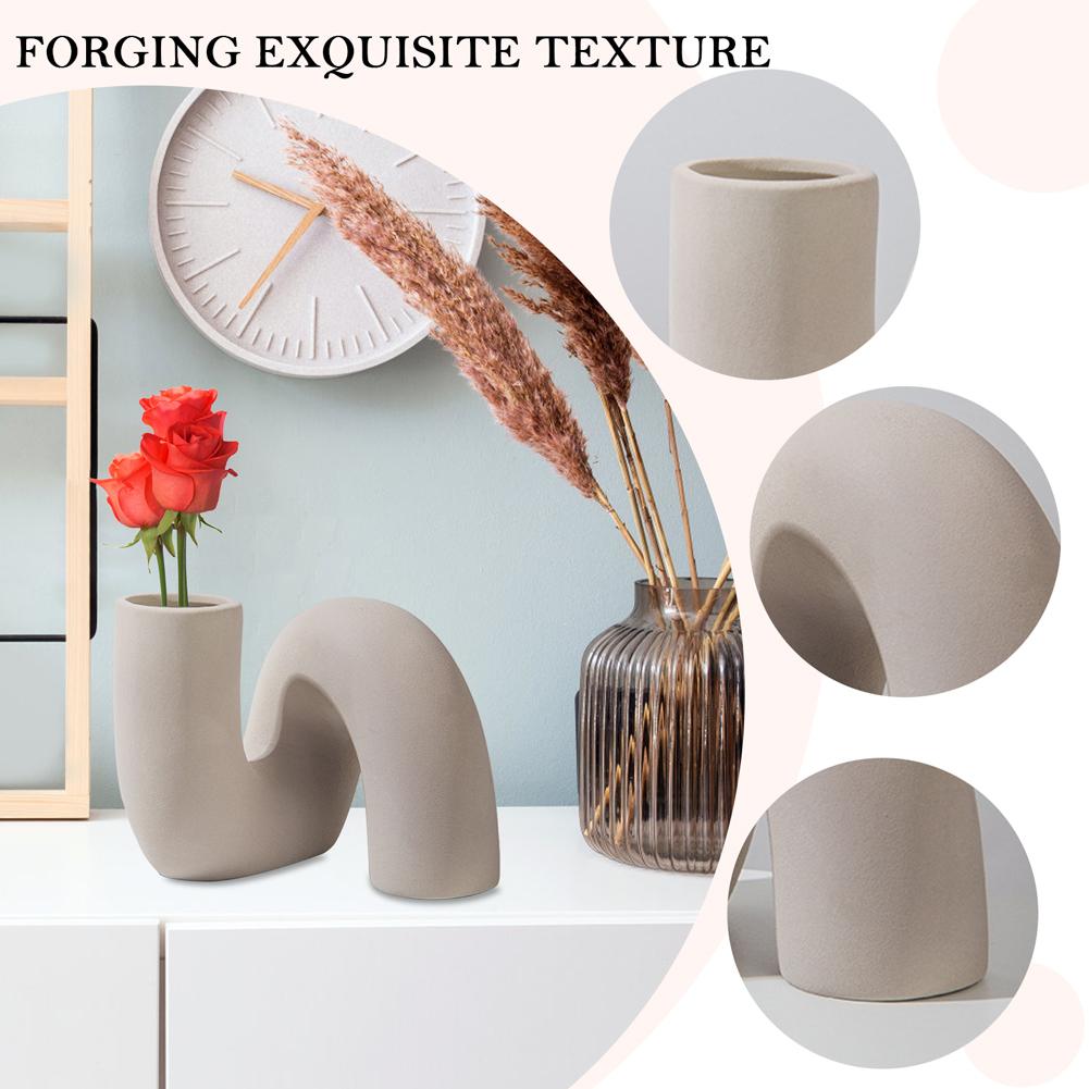 Twist Pipe Shaped Modern Vase Boho Nordic Style Pipe-shaped Ceramic Vase Multipurpose for Living Room/Wedding/Office/Decoration