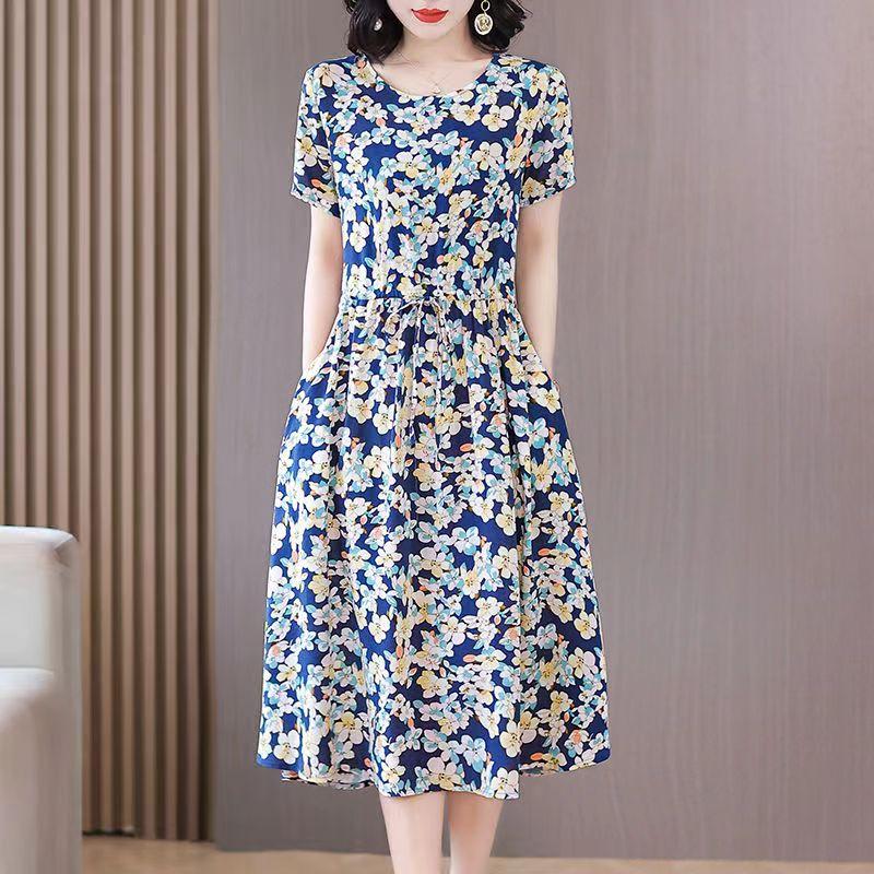 Summer Elegant Dresses Ladies Slim Short Sleeve Casual Summer Women's Dresses Korean Style Vintage Clothes