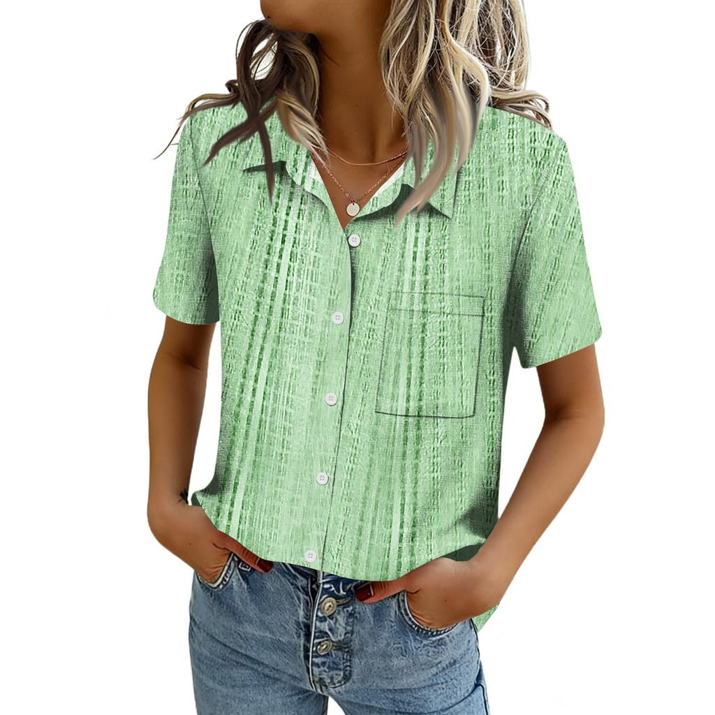 Women Blouses Short Sleeve Button Down Shirts Business Casual Dressy Work Tops Summer Spring Clothes