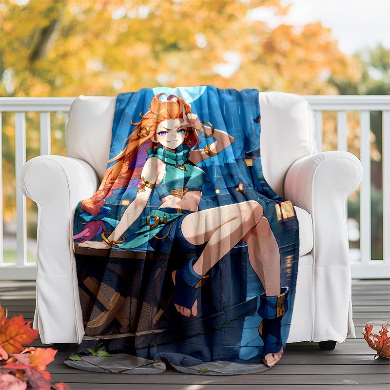 1pc Game L-Lol Theme Blanket - Digital Print, Polyester, Cozy for All Seasons, Perfect for Outdoor, and Travel