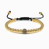 Charm Skull Head Copper Beads Bracelets Handmade Pave CZ Skeleton Crystal Adjustable Bracelet Punk Wrist Jewelry for Women Men
