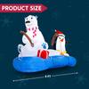 JOYFY 6 FT Long Christmas Inflatable Polar Bear Fishing with Penguin Decoration Blow Up Yard Decor Built-in LEDs for Christmas