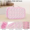 For Portable for Zipper PU Dual-layer Cosmetic Bag Makeup Pouch Brush Holder Multi-Functional for Organizer Travel