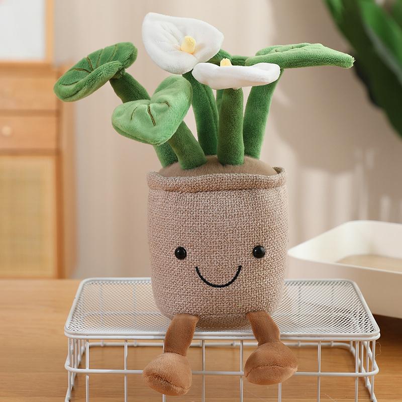 Artificial Potted Green Plants Plush Toys Backpack Key Pendant Super Soft Dolls Comfort Pillow Cartoon Girls Boys Birthday Gift