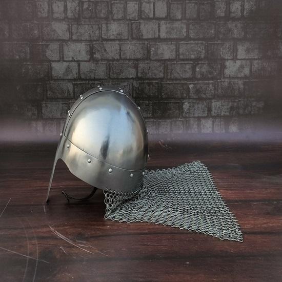 Steel Chainmail Norman Nasal Helmet – Medieval Warrior Knight LARP Armor,