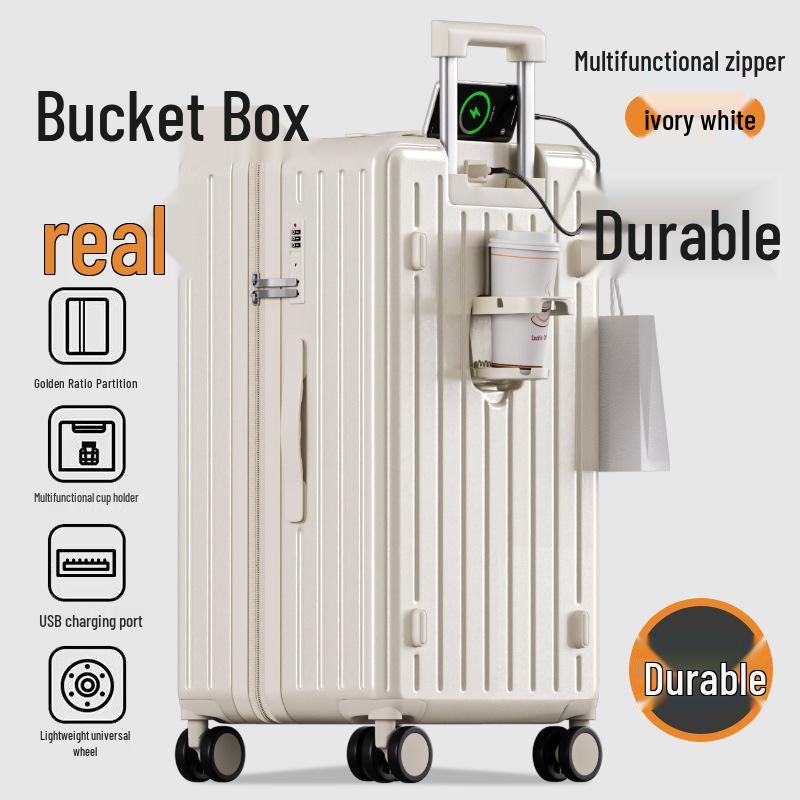 "Mala de viagem durável de 24 polegadas com porta-copos e trava resistente para homens e mulheres"