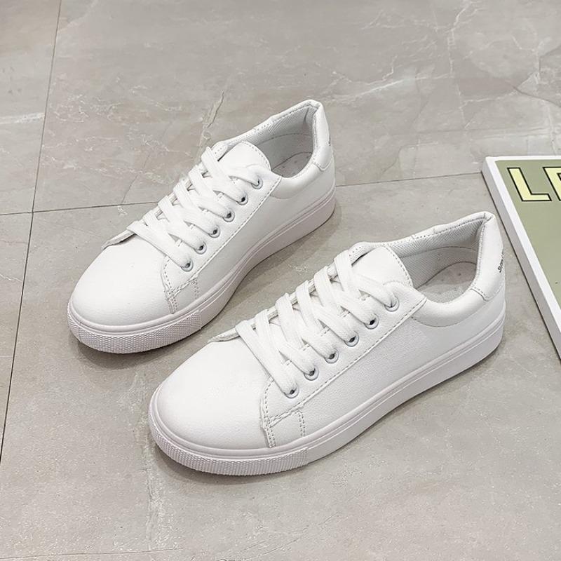 New Women Sneakers Breathble Vulcanized Shoes Pu Leather Platform Shoes White Lace Up Casual Shoes  Mujer Zapatillas
