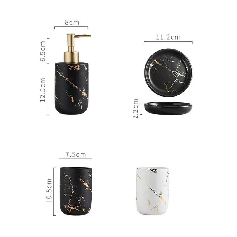 Ceramic Marble Pattern Liquid Soap Bottles Bathroom Shampoo Shower Gel Hand Wash Bottle Hotel Room Disinfection Press Bottle