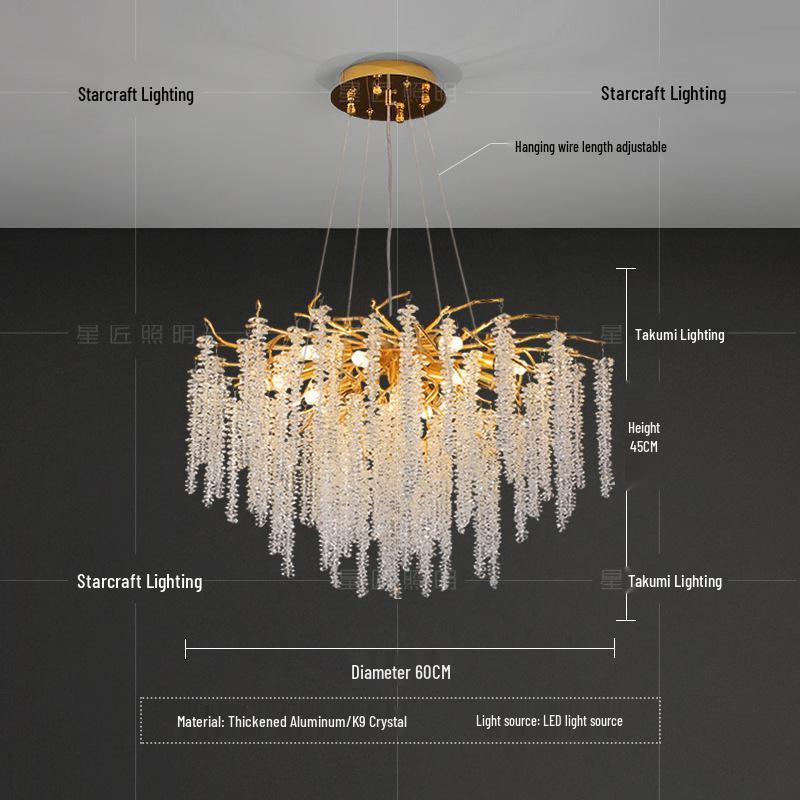 Star Crafts Luxury Crystal Chandelier with Octagonal Beads & Tassels for Living Room, Dining Room, Bedroom