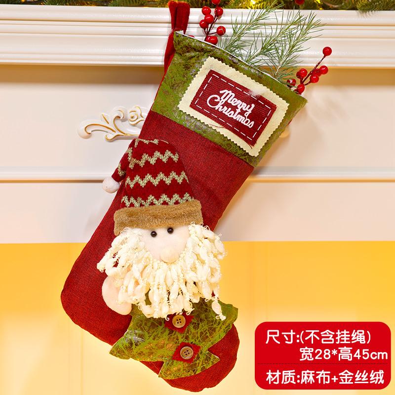 Christmas Stockings Socks Santa Snowman Hanging Xmas Tree Ornaments Christmas Decor for Home New Year Navidad Candy Gift Bags